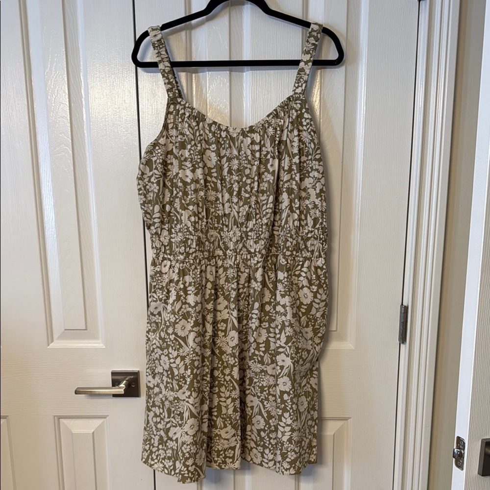 Lane Bryant Green and White Floral Mini Dress
